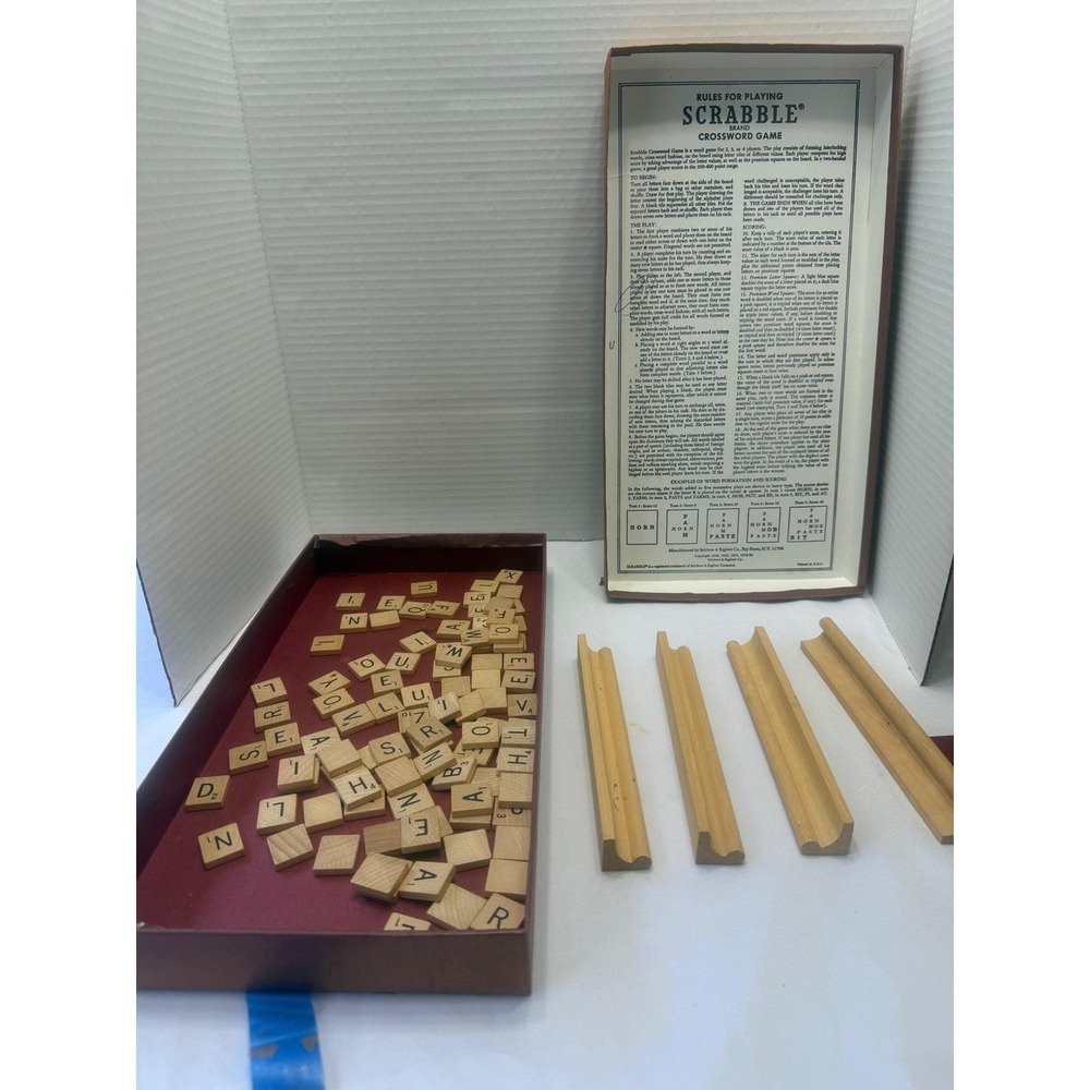 Vintage Scrabble Crossword Game 1948 Selchow & Righter Co Complete Board Tiles